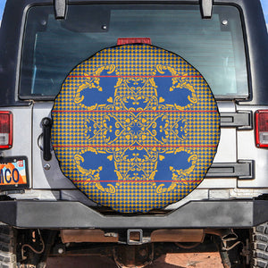 Cobalt Blue Hearts Crown Traditional Geometry Spare Tire Cover Seanamarena Basotho Blanket Inspired