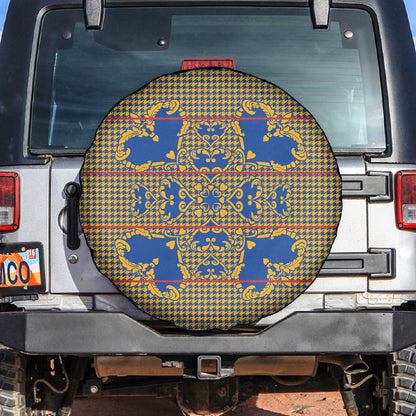 Cobalt Blue Hearts Crown Traditional Geometry Spare Tire Cover Seanamarena Basotho Blanket Inspired