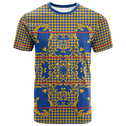 Cobalt Blue Hearts Crown Traditional Geometry T shirt Seanamarena Basotho Blanket Inspired