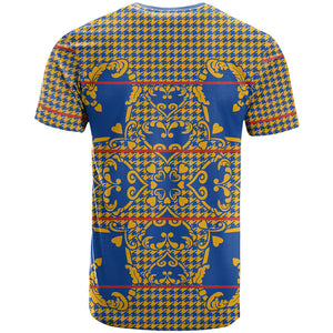 Cobalt Blue Hearts Crown Traditional Geometry T shirt Seanamarena Basotho Blanket Inspired