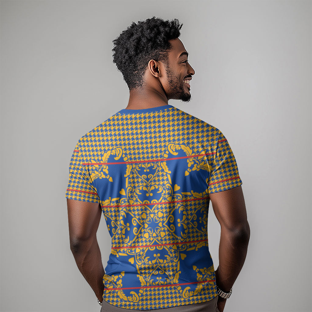 Cobalt Blue Hearts Crown Traditional Geometry T shirt Seanamarena Basotho Blanket Inspired