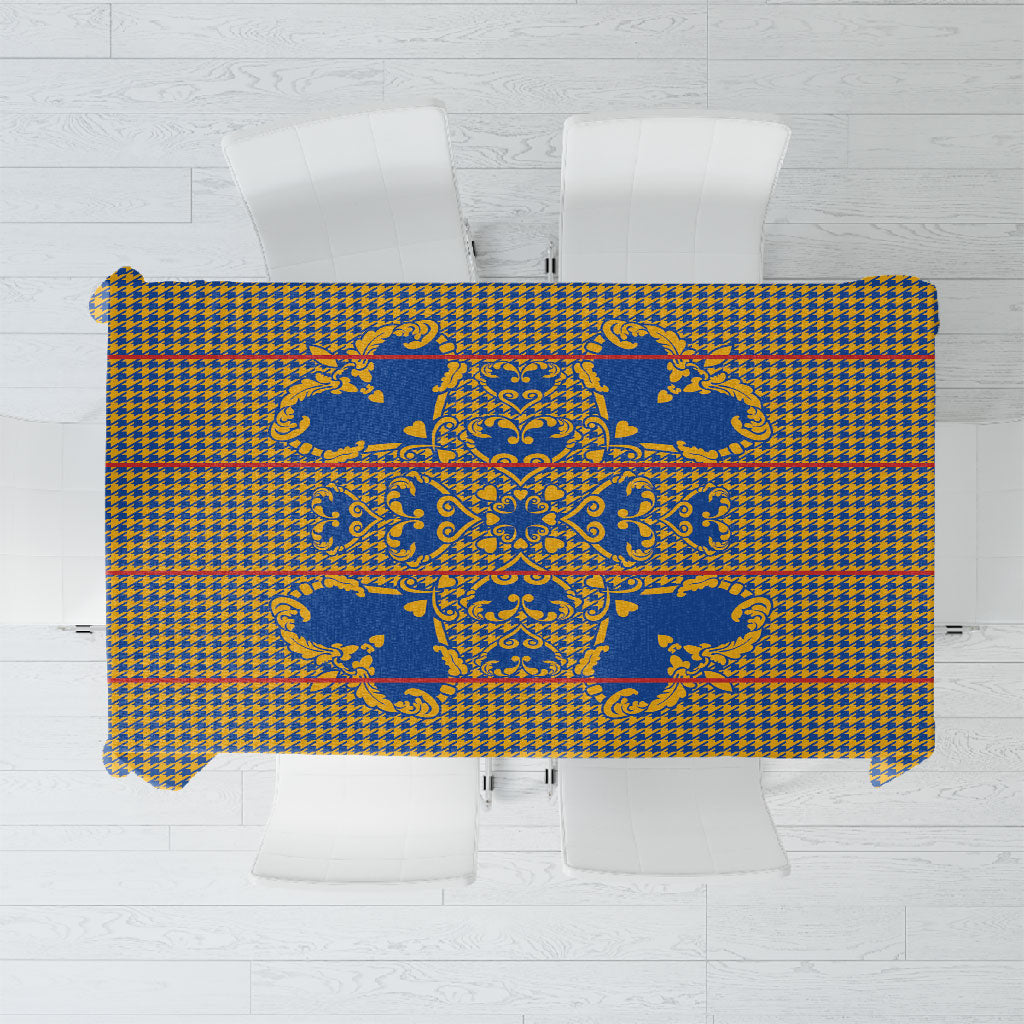 Cobalt Blue Hearts Crown Traditional Geometry Tablecloth Seanamarena Basotho Blanket Inspired