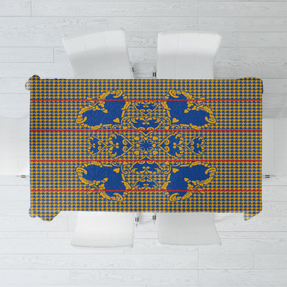 Cobalt Blue Hearts Crown Traditional Geometry Tablecloth Seanamarena Basotho Blanket Inspired