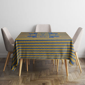 Cobalt Blue Hearts Crown Traditional Geometry Tablecloth Seanamarena Basotho Blanket Inspired
