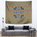 Cobalt Blue Hearts Crown Traditional Geometry Tapestry Seanamarena Basotho Blanket Inspired