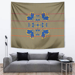 Cobalt Blue Hearts Crown Traditional Geometry Tapestry Seanamarena Basotho Blanket Inspired