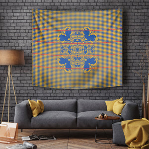 Cobalt Blue Hearts Crown Traditional Geometry Tapestry Seanamarena Basotho Blanket Inspired