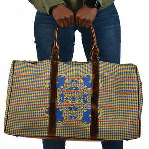 Cobalt Blue Hearts Crown Traditional Geometry Travel Bag Seanamarena Basotho Blanket Inspired