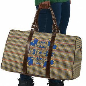 Cobalt Blue Hearts Crown Traditional Geometry Travel Bag Seanamarena Basotho Blanket Inspired