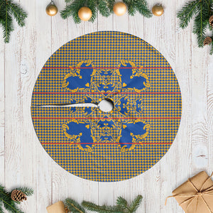 Cobalt Blue Hearts Crown Traditional Geometry Tree Skirt Seanamarena Basotho Blanket Inspired