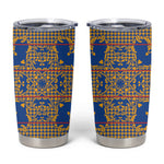 Cobalt Blue Hearts Crown Traditional Geometry Tumbler Cup Seanamarena Basotho Blanket Inspired