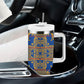 Cobalt Blue Hearts Crown Traditional Geometry Tumbler With Handle Seanamarena Basotho Blanket Inspired