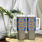 Cobalt Blue Hearts Crown Traditional Geometry Tumbler With Handle Seanamarena Basotho Blanket Inspired