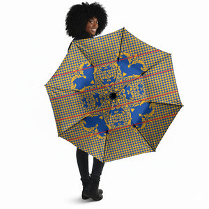 Cobalt Blue Hearts Crown Traditional Geometry Umbrella Seanamarena Basotho Blanket Inspired