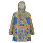Cobalt Blue Hearts Crown Traditional Geometry Wearable Blanket Hoodie Seanamarena Basotho Blanket Inspired