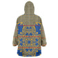 Cobalt Blue Hearts Crown Traditional Geometry Wearable Blanket Hoodie Seanamarena Basotho Blanket Inspired