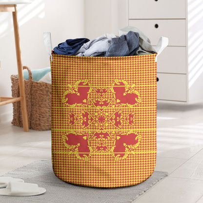 Scarlet Red Hearts Crown Traditional Geometry Laundry Basket Seanamarena Basotho Blanket Inspired