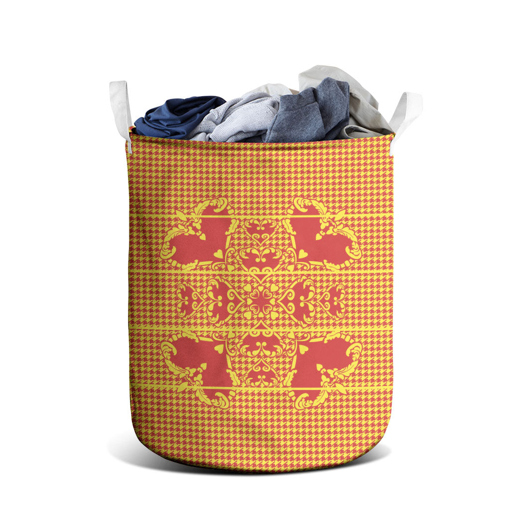 Scarlet Red Hearts Crown Traditional Geometry Laundry Basket Seanamarena Basotho Blanket Inspired