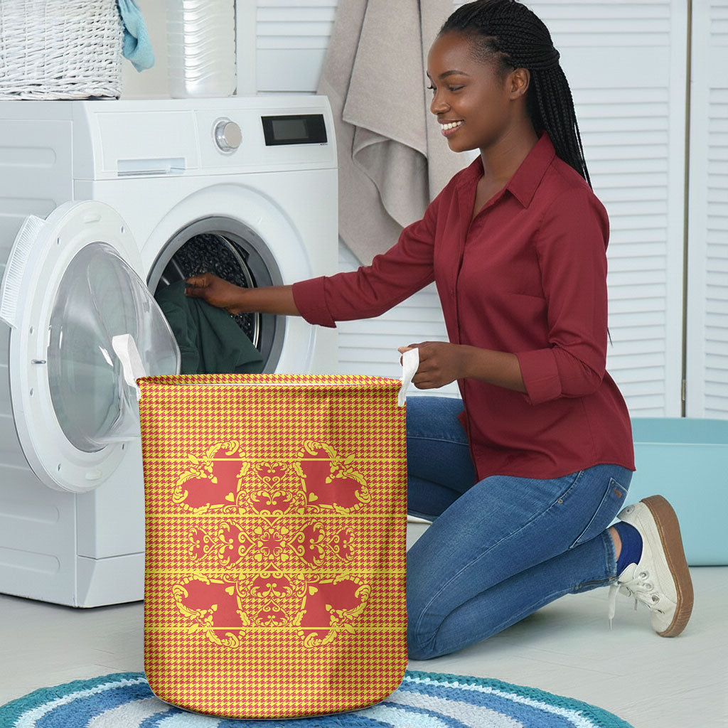 Scarlet Red Hearts Crown Traditional Geometry Laundry Basket Seanamarena Basotho Blanket Inspired