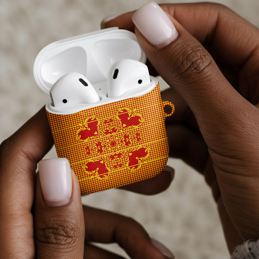 Scarlet Red Hearts Crown Traditional Geometry AirPods Case Seanamarena Basotho Blanket Inspired