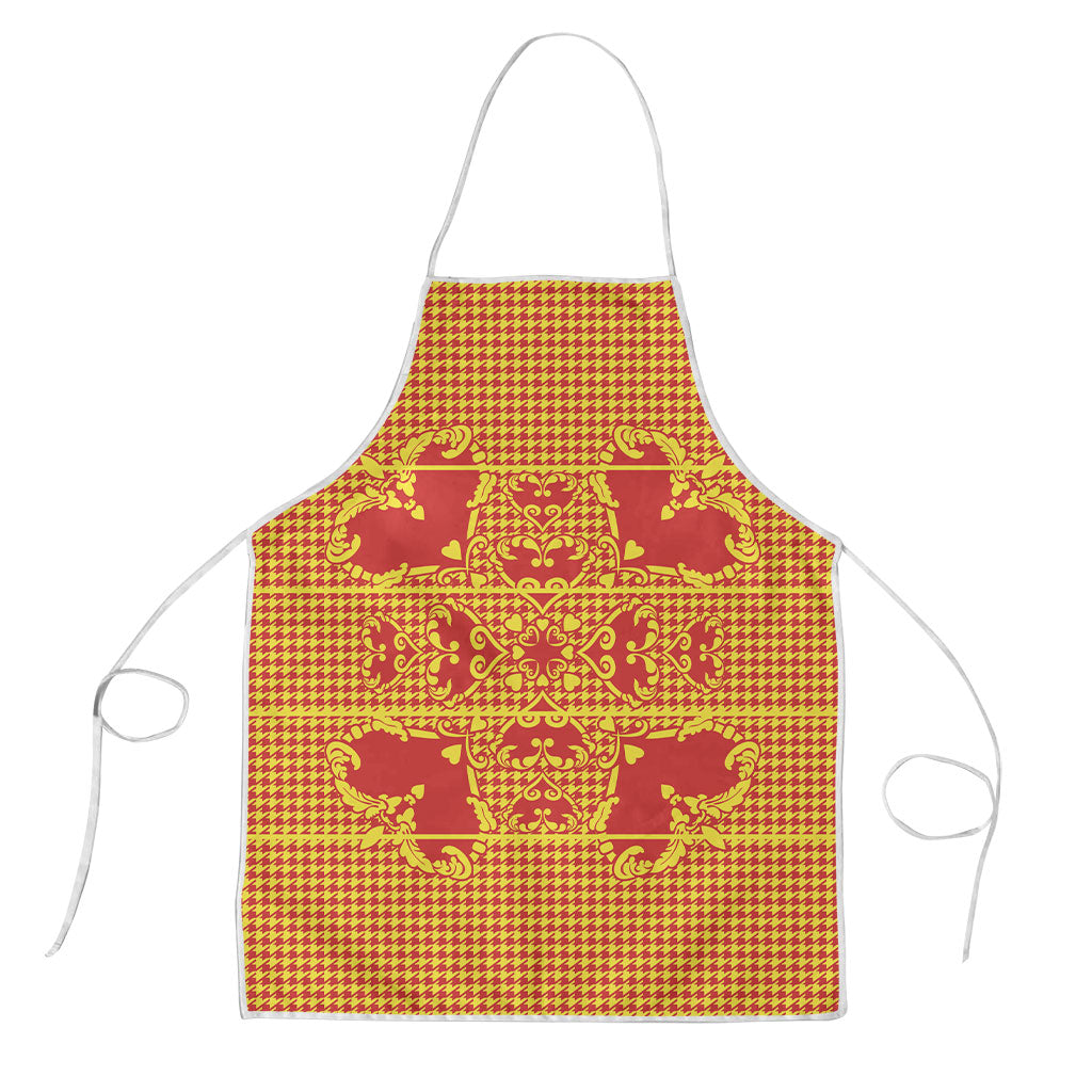 Scarlet Red Hearts Crown Traditional Geometry Apron Seanamarena Basotho Blanket Inspired