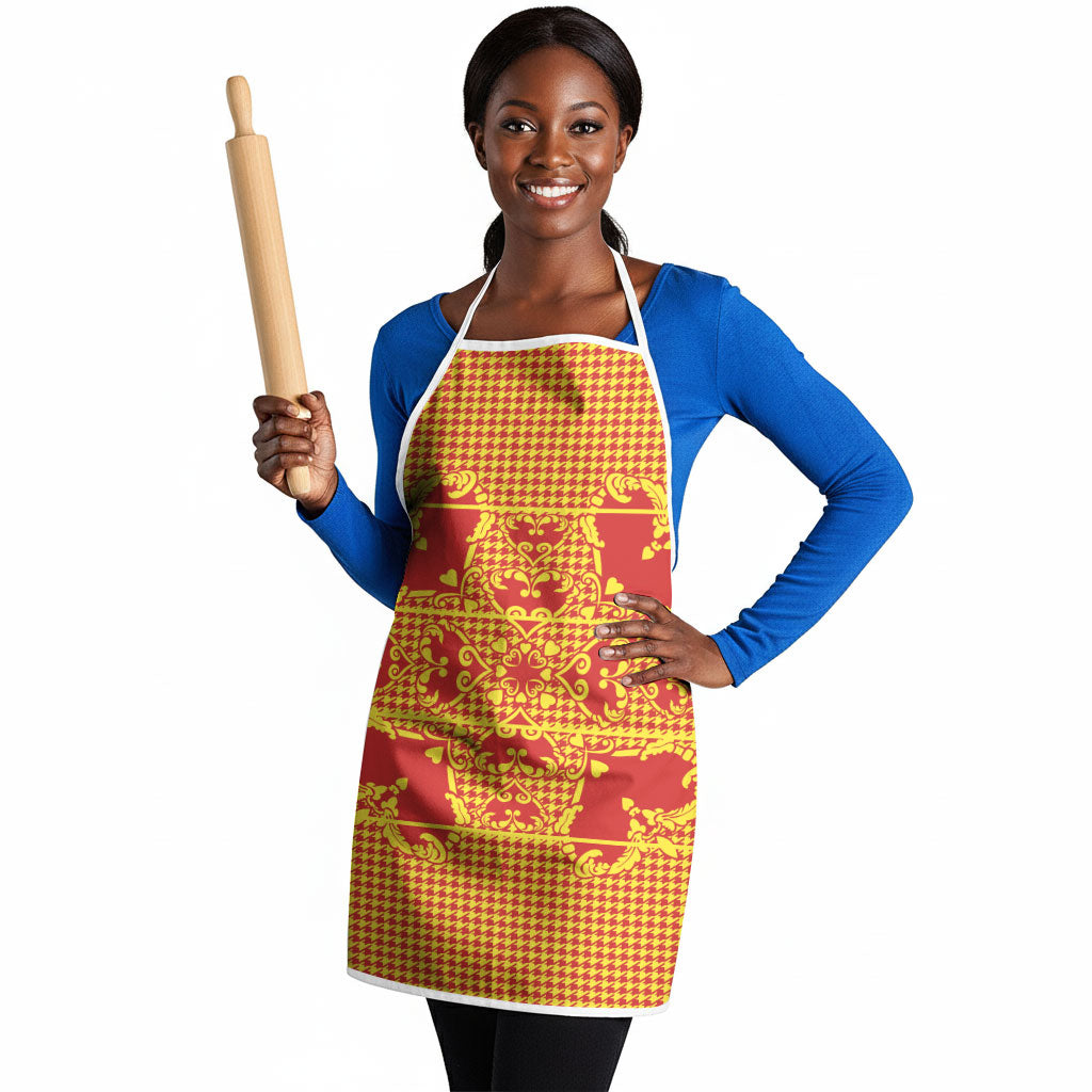 Scarlet Red Hearts Crown Traditional Geometry Apron Seanamarena Basotho Blanket Inspired