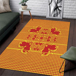 Scarlet Red Hearts Crown Traditional Geometry Area Rug Seanamarena Basotho Blanket Inspired