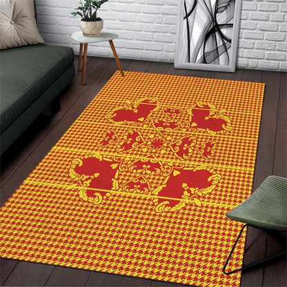 Scarlet Red Hearts Crown Traditional Geometry Area Rug Seanamarena Basotho Blanket Inspired