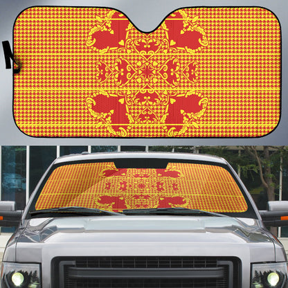 Scarlet Red Hearts Crown Traditional Geometry Auto Sun Shade Seanamarena Basotho Blanket Inspired