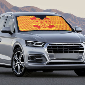 Scarlet Red Hearts Crown Traditional Geometry Auto Sun Shade Seanamarena Basotho Blanket Inspired