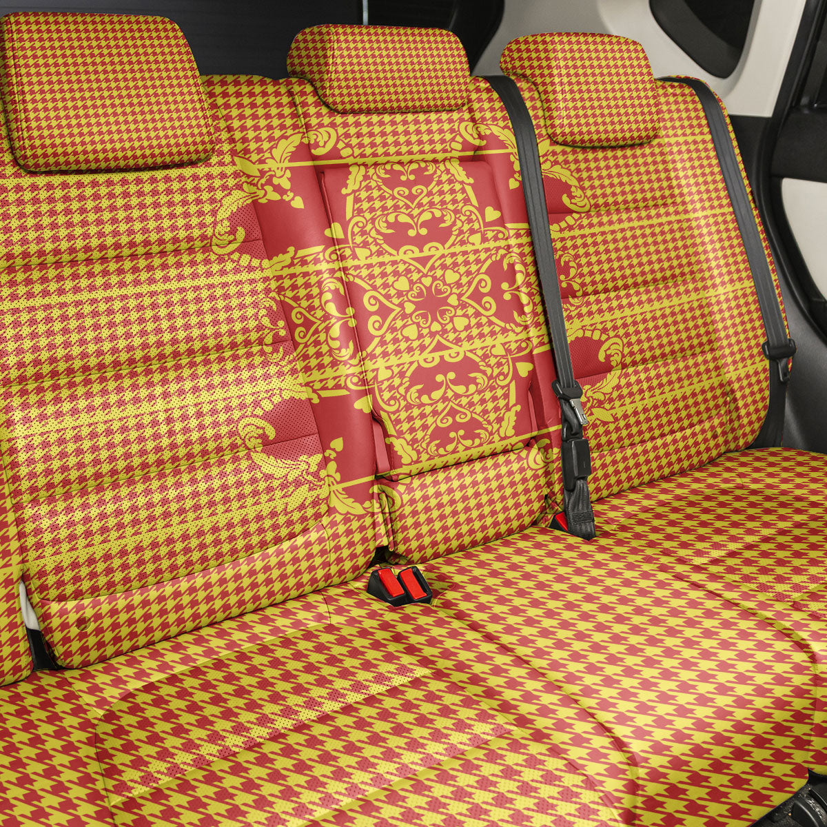 Scarlet Red Hearts Crown Traditional Geometry Back Car Seat Cover Seanamarena Basotho Blanket Inspired