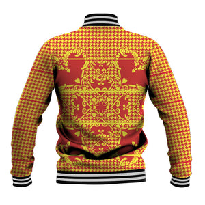 Scarlet Red Hearts Crown Traditional Geometry Baseball Jacket Seanamarena Basotho Blanket Inspired
