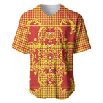Scarlet Red Hearts Crown Traditional Geometry Baseball Jersey Seanamarena Basotho Blanket Inspired