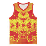 Scarlet Red Hearts Crown Traditional Geometry Basketball Jersey Seanamarena Basotho Blanket Inspired