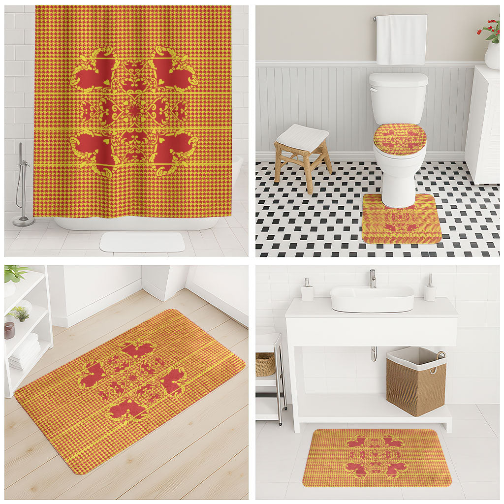 Scarlet Red Hearts Crown Traditional Geometry Bathroom Set Seanamarena Basotho Blanket Inspired