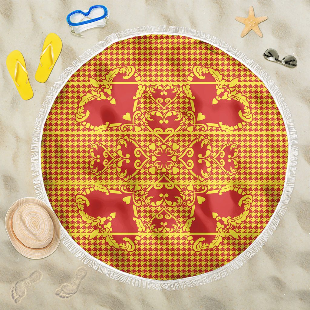 Scarlet Red Hearts Crown Traditional Geometry Beach Blanket Seanamarena Basotho Blanket Inspired