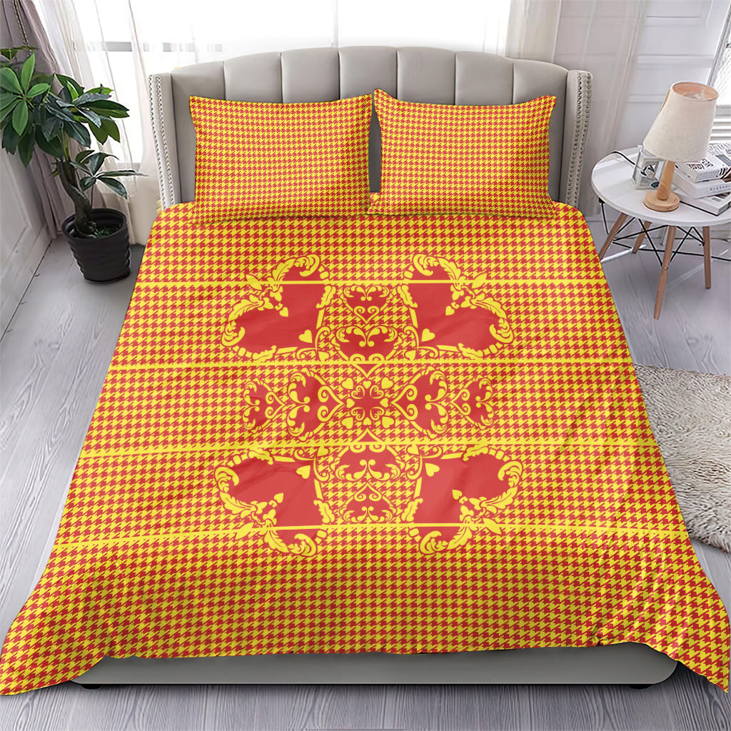 Scarlet Red Hearts Crown Traditional Geometry Bedding Set Seanamarena Basotho Blanket Inspired
