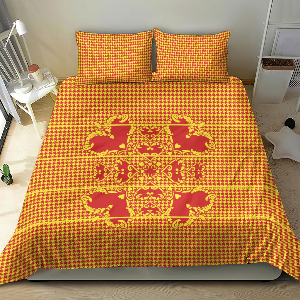 Scarlet Red Hearts Crown Traditional Geometry Bedding Set Seanamarena Basotho Blanket Inspired