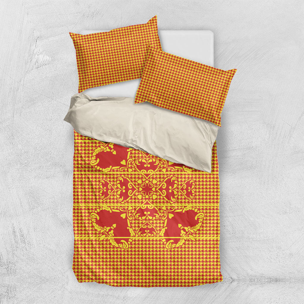 Scarlet Red Hearts Crown Traditional Geometry Bedding Set Seanamarena Basotho Blanket Inspired