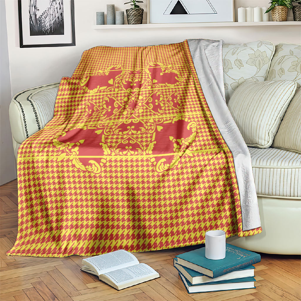 Scarlet Red Hearts Crown Traditional Geometry Blanket Seanamarena Basotho Blanket Inspired
