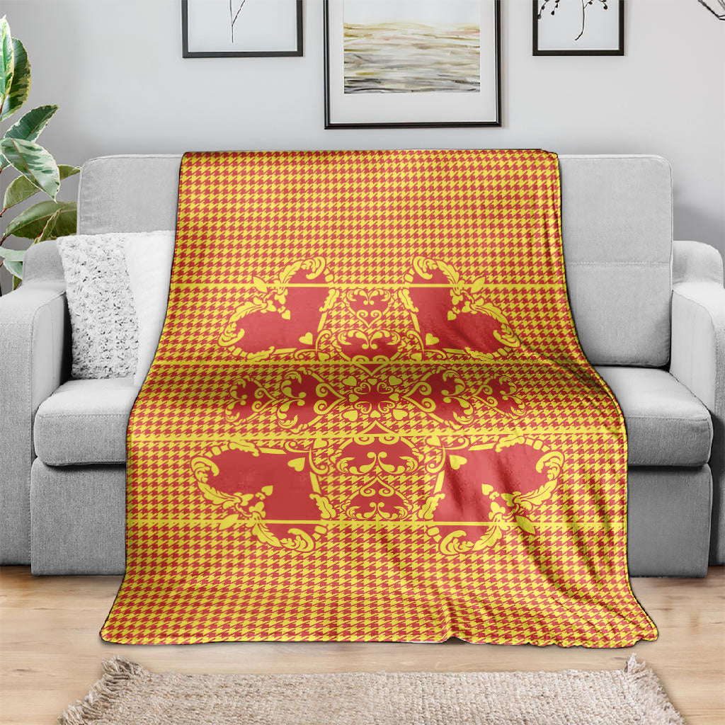 Scarlet Red Hearts Crown Traditional Geometry Blanket Seanamarena Basotho Blanket Inspired