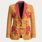 Scarlet Red Hearts Crown Traditional Geometry Blazer Seanamarena Basotho Blanket Inspired
