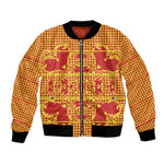 Scarlet Red Hearts Crown Traditional Geometry Bomber Jacket Seanamarena Basotho Blanket Inspired