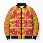 Scarlet Red Hearts Crown Traditional Geometry Bomber Puffer Jacket Seanamarena Basotho Blanket Inspired