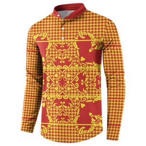 Scarlet Red Hearts Crown Traditional Geometry Button Sweatshirt Seanamarena Basotho Blanket Inspired
