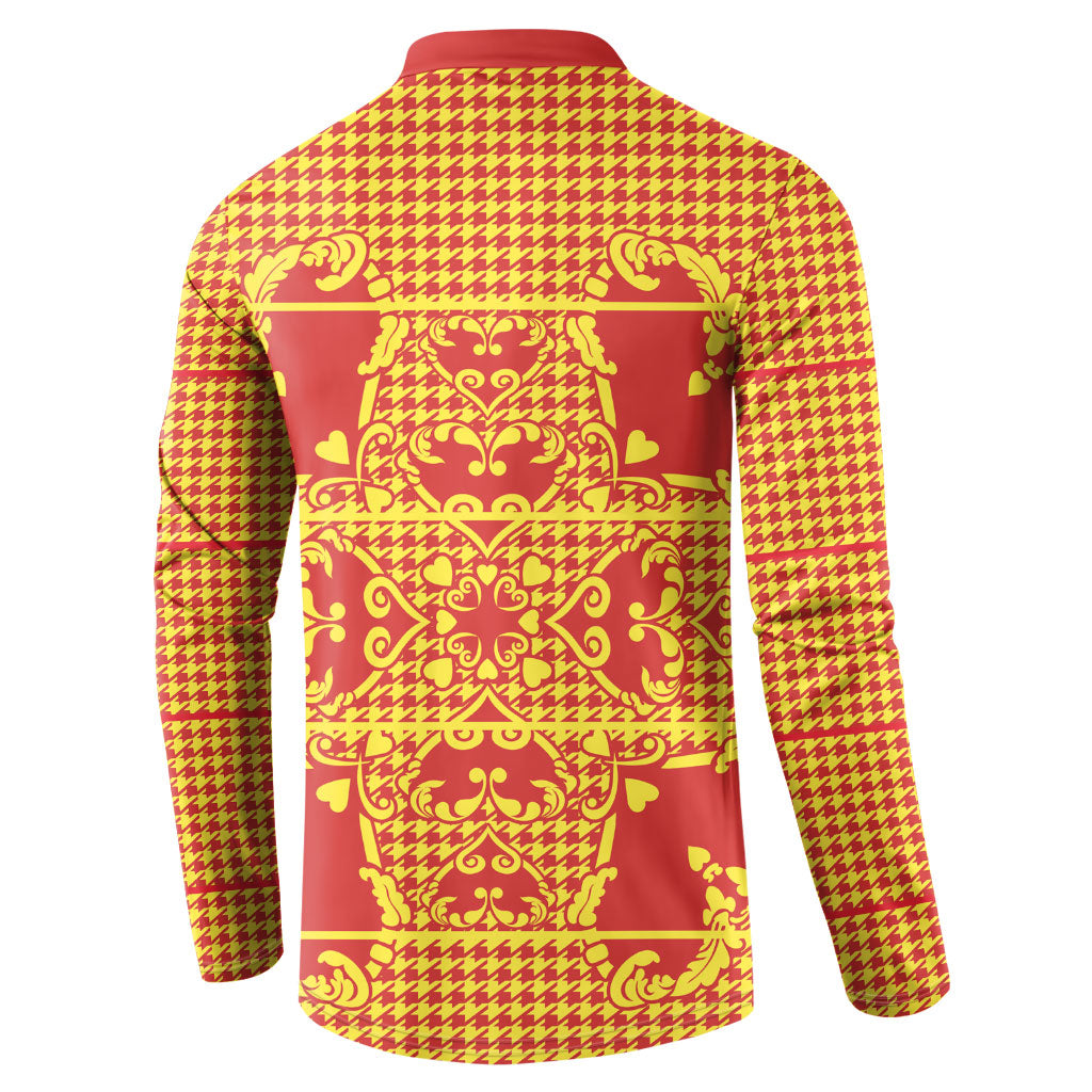 Scarlet Red Hearts Crown Traditional Geometry Button Sweatshirt Seanamarena Basotho Blanket Inspired