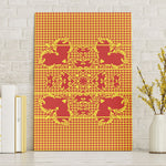 Scarlet Red Hearts Crown Traditional Geometry Canvas Wall Art Seanamarena Basotho Blanket Inspired
