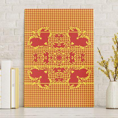 Scarlet Red Hearts Crown Traditional Geometry Canvas Wall Art Seanamarena Basotho Blanket Inspired