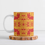 Scarlet Red Hearts Crown Traditional Geometry Ceramic Mug Seanamarena Basotho Blanket Inspired