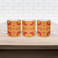Scarlet Red Hearts Crown Traditional Geometry Ceramic Mug Seanamarena Basotho Blanket Inspired